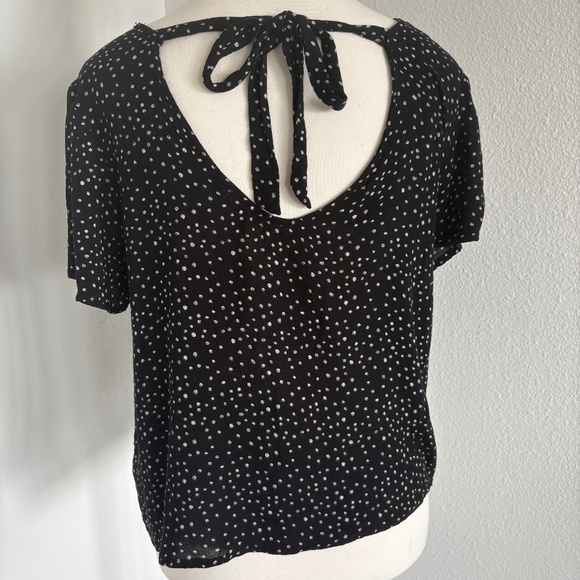 XHILARATION black an white polka dot tie top - Picture 1 of 9